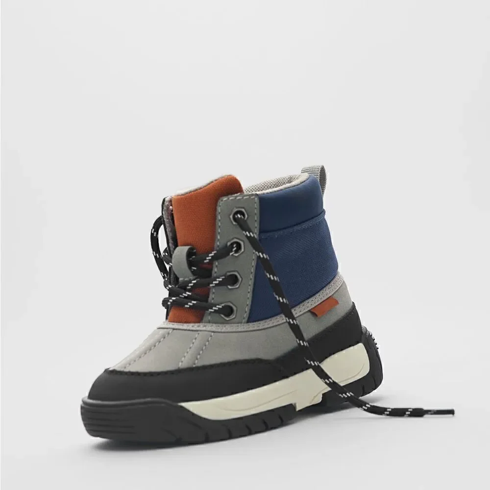 Zara CONTRASTING HIGH-TOP SNEAKERS Kids  12 .5